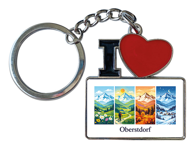 Souvenir Schlüsselanhänger Oberstdorf aus Metall 11x4cm