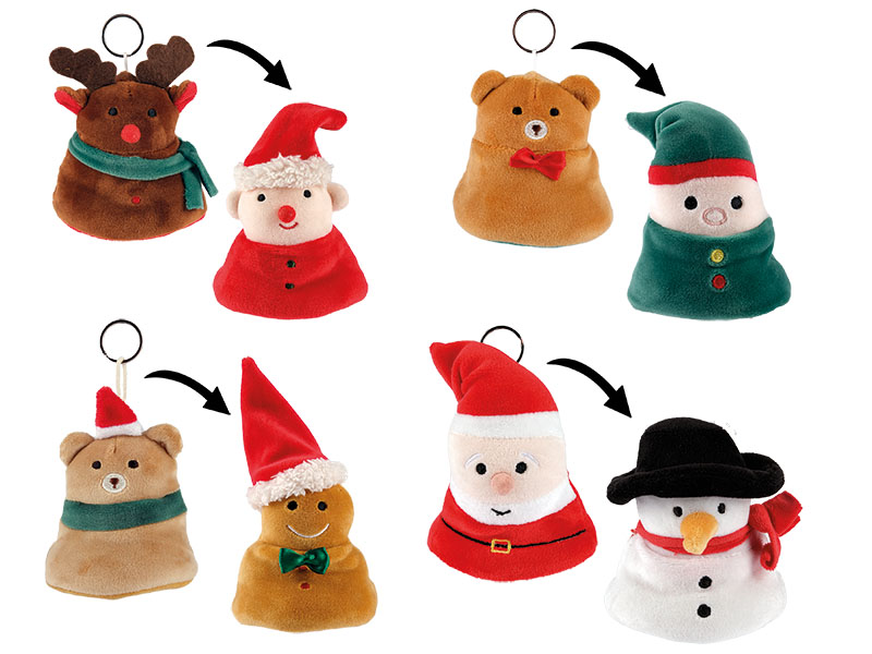 Wendeplüsch Weihnachten mit Schlüsselanhänger, 9x5x10cm    Wendeplüsch Weihnachten mit Schlüsselanhänger, 9x5x10cm