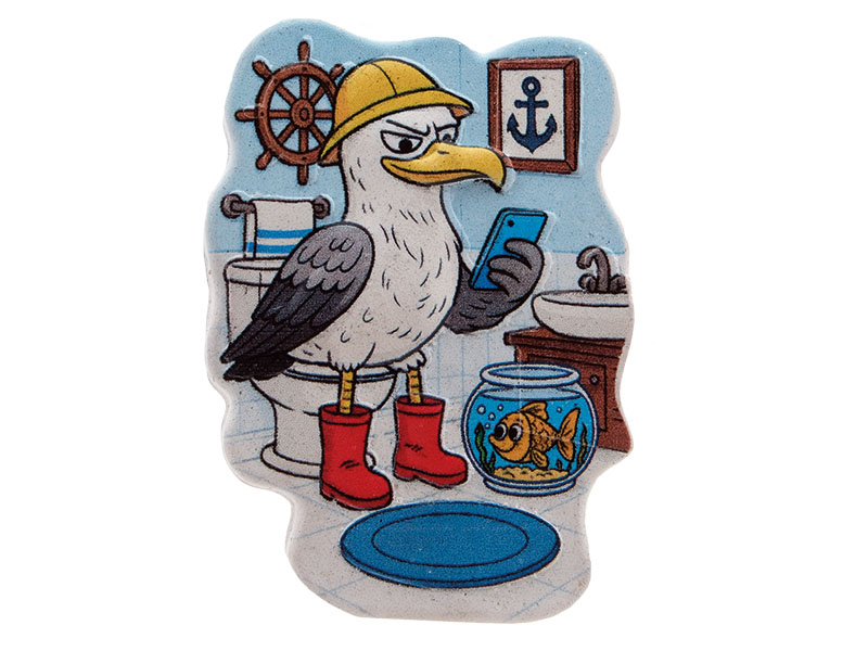 3D Magnet Möwe Seefried auf Toilette aus Poly 5,5x0,5x7,5cm