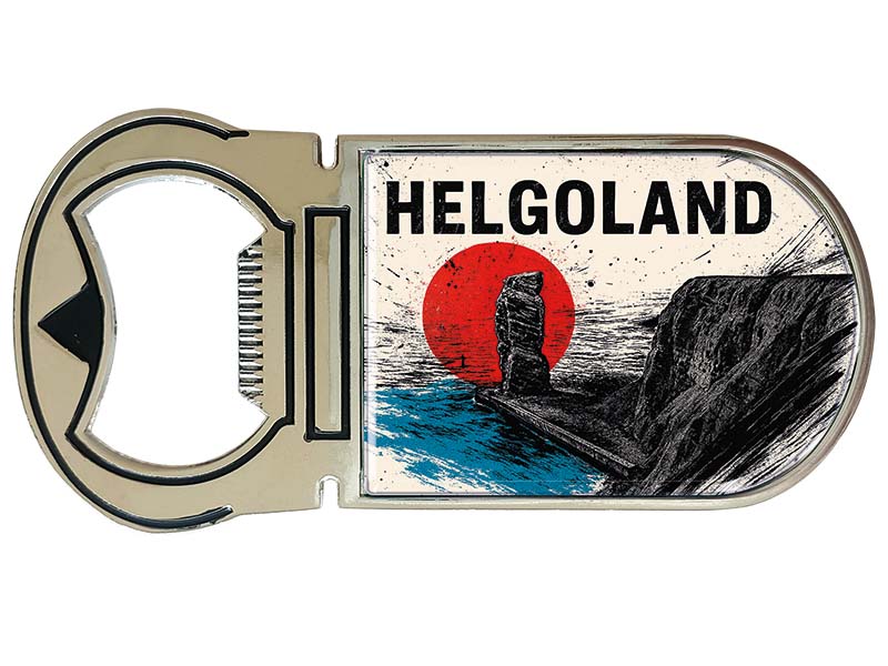 Souvenir Magnet Kapselheber aus Metall Helgoland 4x9cm