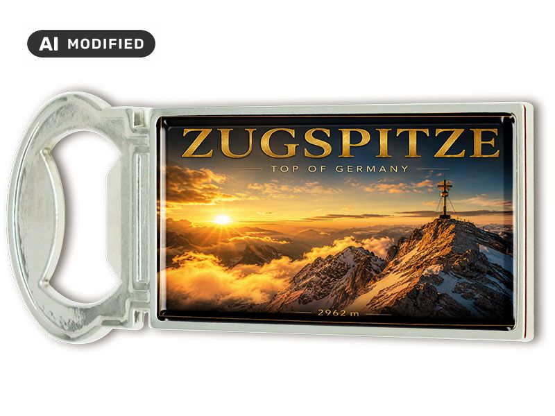 Souvenir Kapselheber Magnet Zugspitze aus Metall 3x9cm