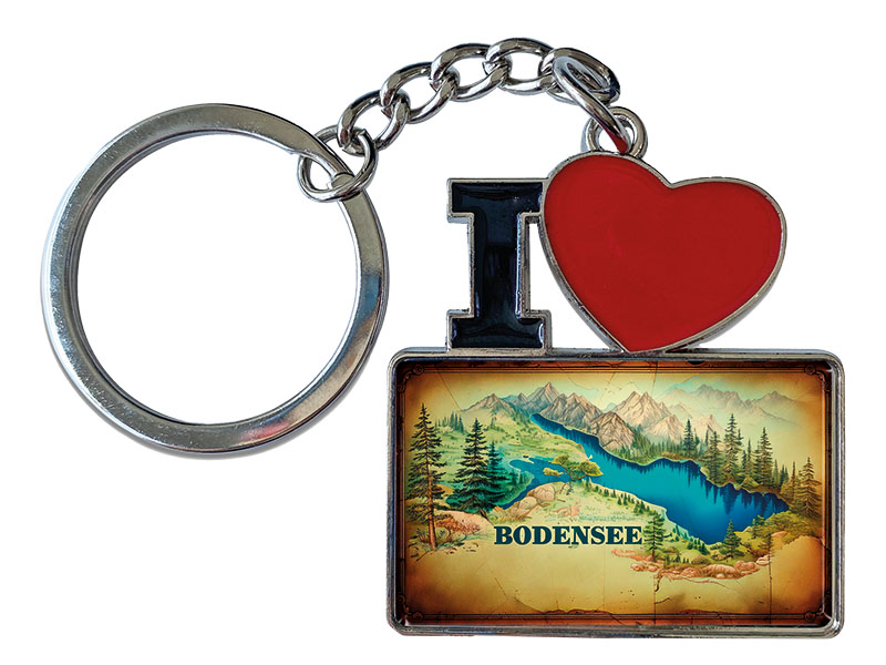 Souvenir Schlüsselanhänger aus Metall "I Love" Bodensee 11x4cm   