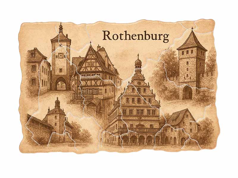 Souvenir Plastic magnet mosaic design Rothenburg 8x5cm