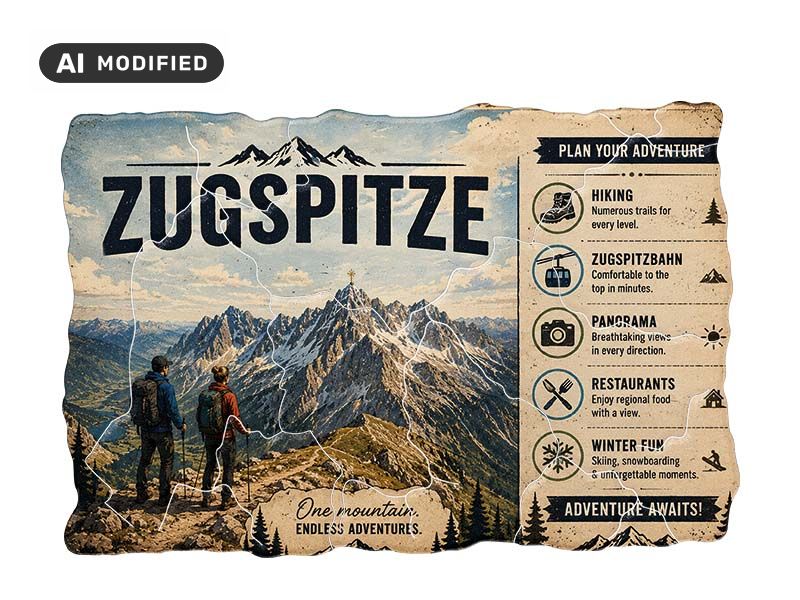 Souvenir plastic magnet mosaic Zugspitze 8x5cm