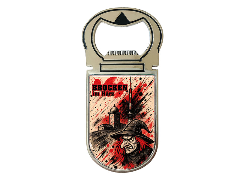 Souvenir Magnet Kapselheber aus Metall Brocken 4x9cm
