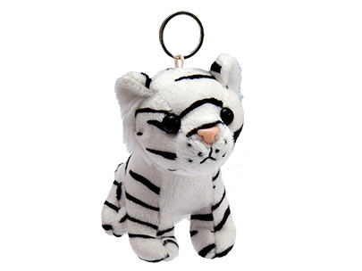 Plush tiger white 5x9x10cm, with keychain