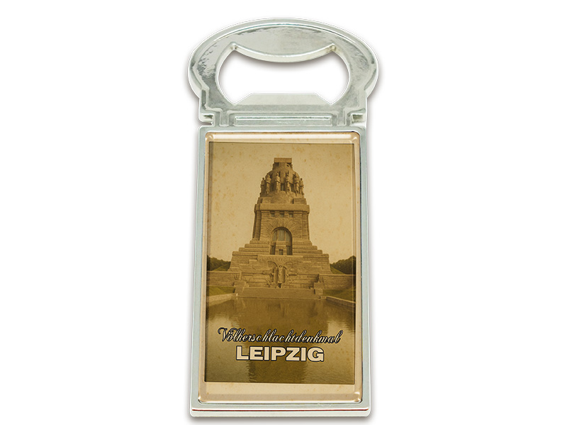 Souvenir Magnet Kapselheber aus Metall Leipzig 3x9cm