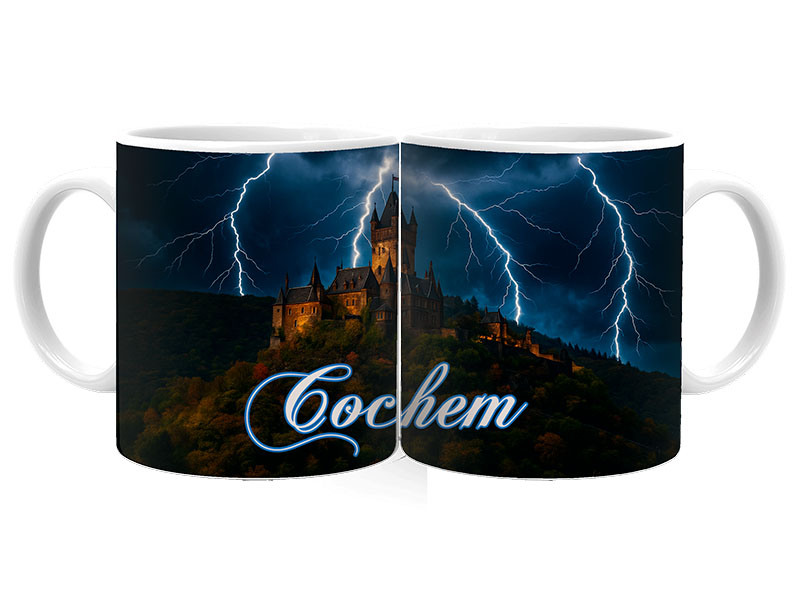 Souvenir Foto Keramik Tasse Cochem Ø8x9,5cm