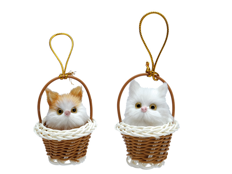 36849 Deko Katze in Körbchen