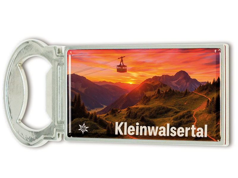 Souvenir Metal magnet bottle opener Kleinwalsertal 3x9cm
