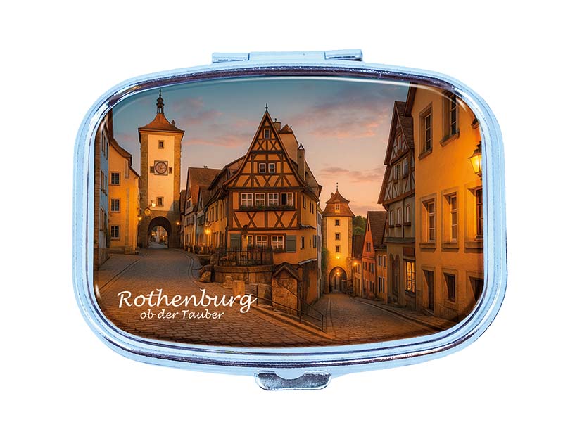 Souvenir Pillendose rechteckig aus Metall Rothenburg 6x4,5cm Souvenir Pillendose rechteckig aus Metall Rothenburg 6x4,5cm
