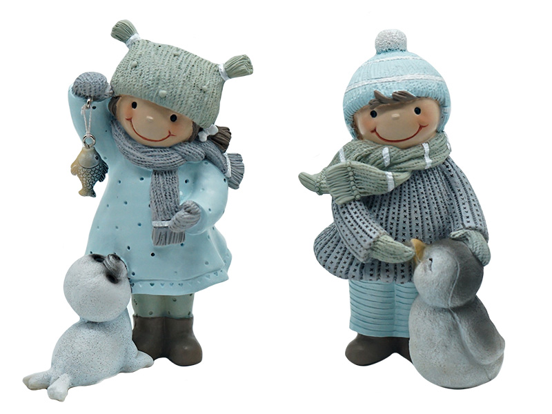 18039 Poly Winterkinder mit Tierbabys