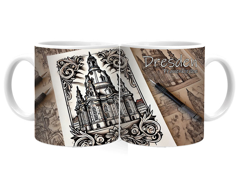 Souvenir Foto Keramik Tasse Dresden Ø8x9,5cm