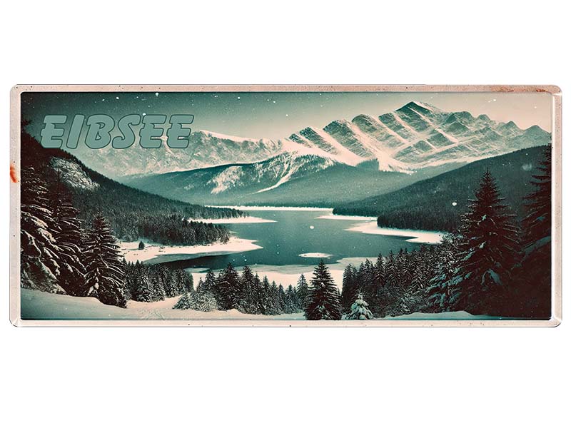 Souvenir Photo magnet panoramic format Eibsee 12x5cm