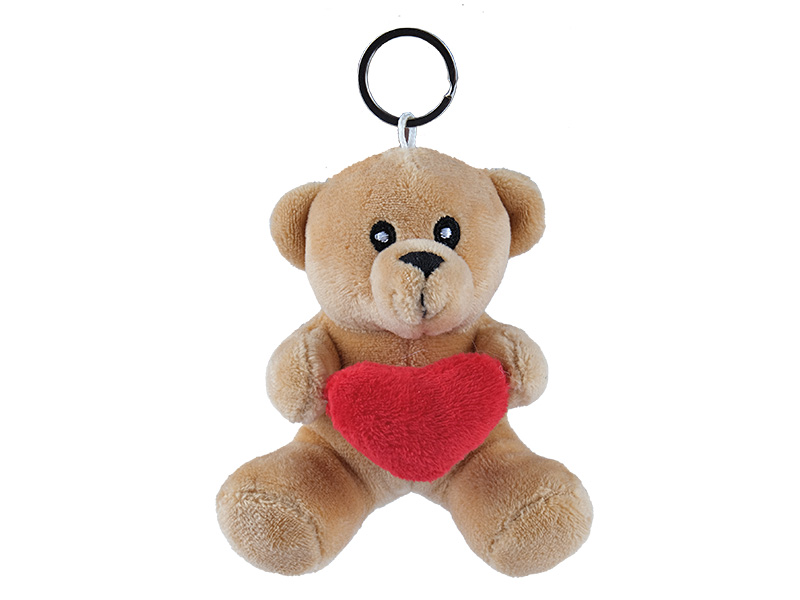 Plush bear with heart 9x7x10cm, with keychain
