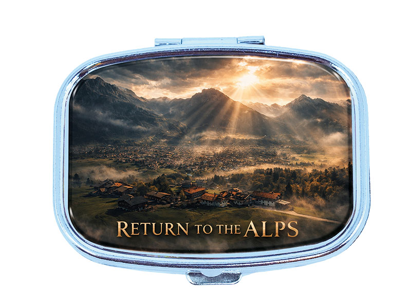 Souvenir Pillendose rechteckig aus Metall Oberstdorf 6x4,5cm