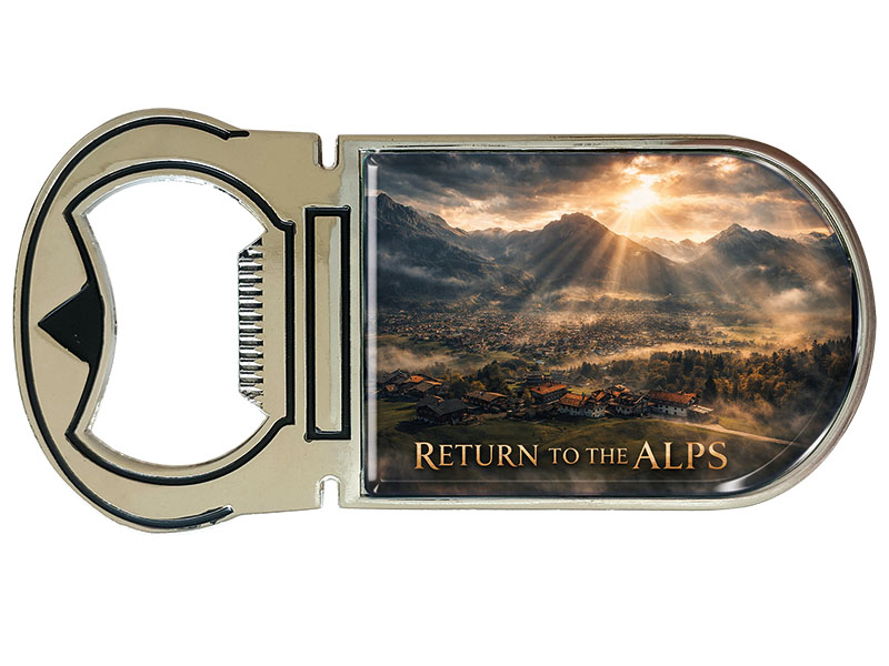 Souvenir Foto Magnet Kapselheber Oberstdorf aus Metall 4x9cm