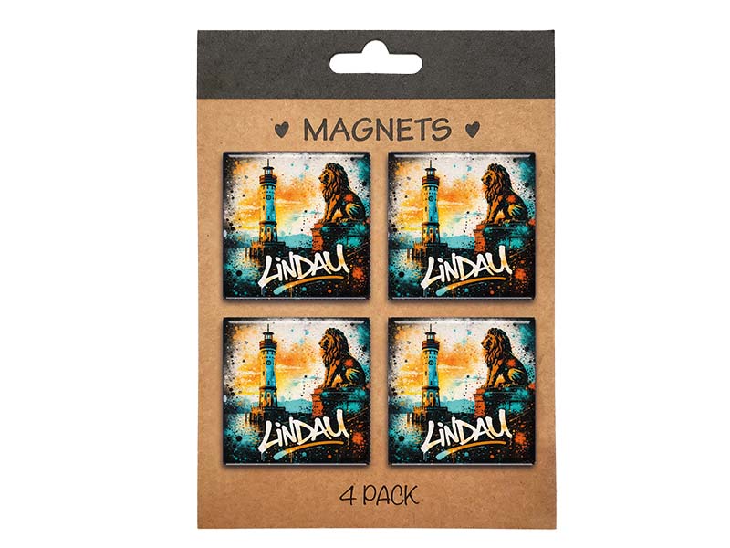 Souvenir Foto Magnet-Set Lindau 4x4cm