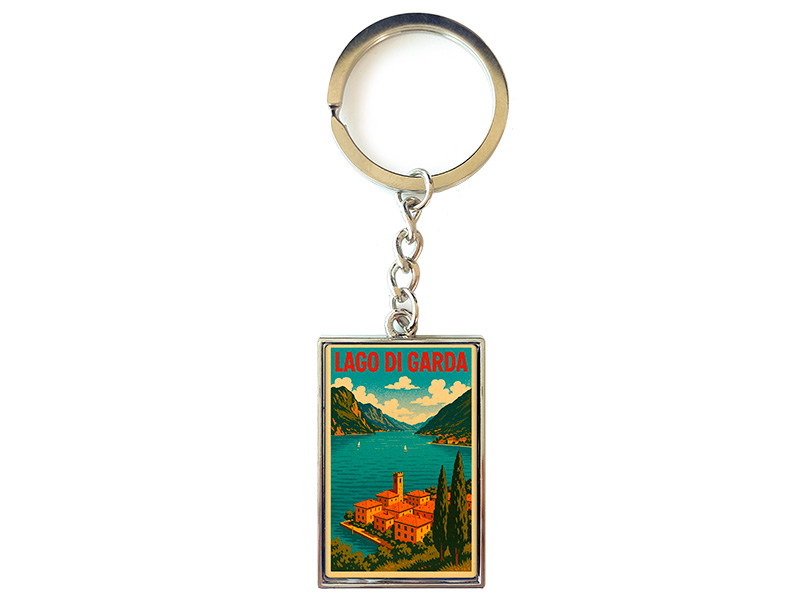 Souvenir Schlüsselanhänger rechteckig aus Metall Gardasee 3x10cm