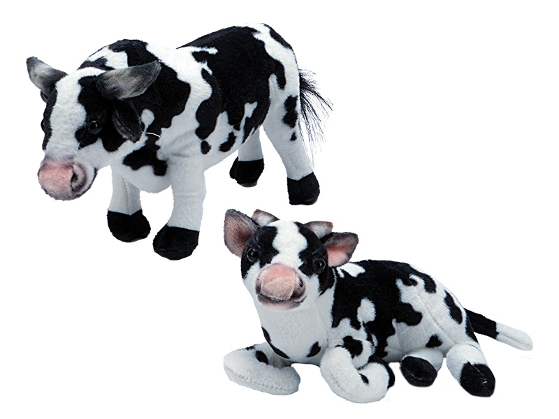 Kuh aus Plüsch stehend und liegend    Kuh aus Plüsch stehend und liegend
