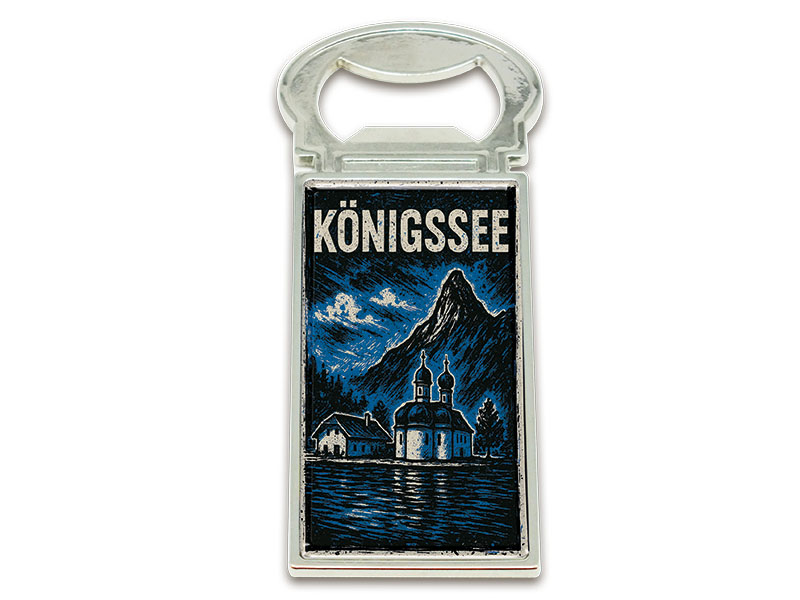 Souvenir Magnet Kapselheber aus Metall Königssee 3x9cm