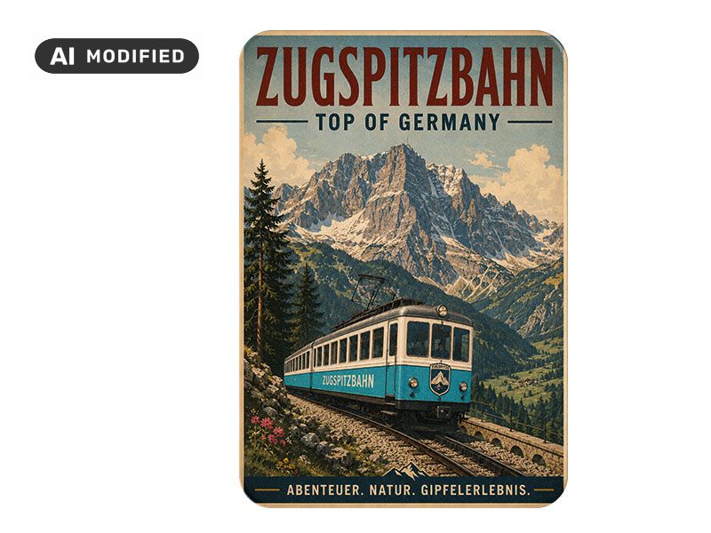 Souvenir plastic photo magnet Zugspitze 8x5cm