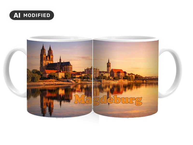 Souvenir Foto Tasse Magdeburg aus Keramik Ø8x9,5cm