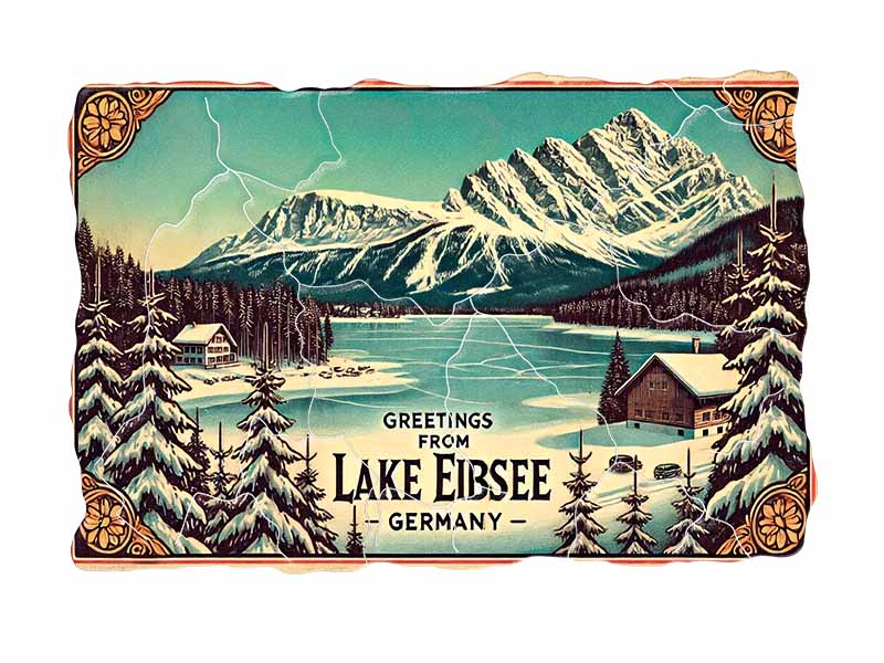 Souvenir Foto Kunststoff Magnet Eibsee 8x5cm Souvenir Foto Kunststoff Magnet Eibsee 8x5cm
