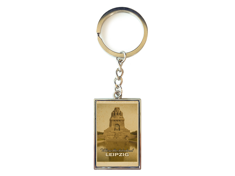 Souvenir Schlüsselanhänger rechteckig aus Metall Leipzig 3x10cm