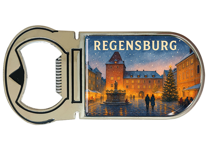 Souvenir Magnet Kapselheber aus Metall Regensburg 4x9cm