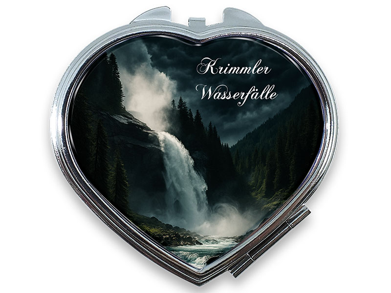 Souvenir Taschenspiegel Herz Krimmler Wasserfälle 6,5cm