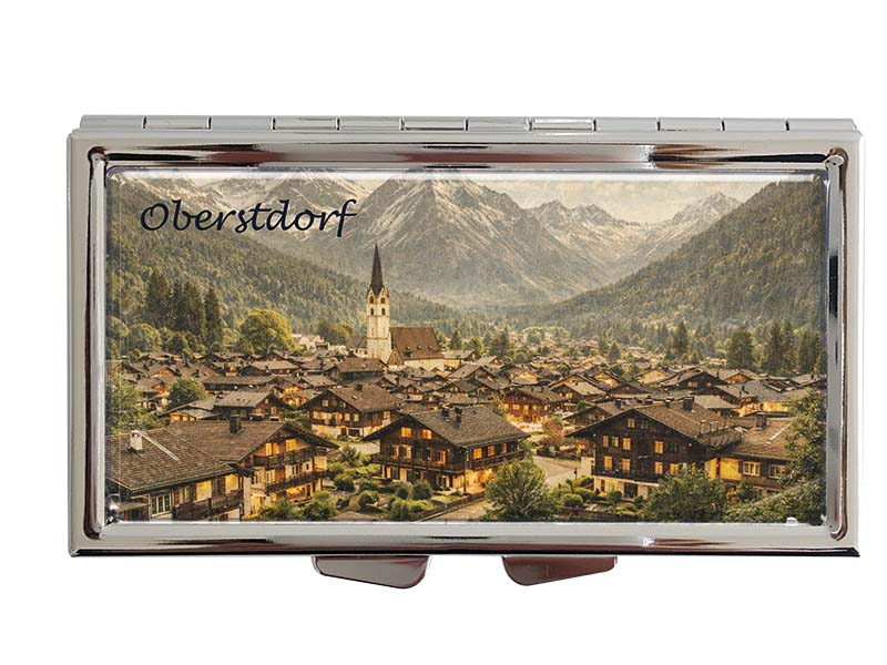 Souvenir Metall Pillendose Oberstdorf 8,5x4,5cm