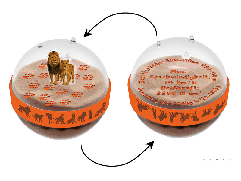 Magic sand globe lion Ø7,5cm