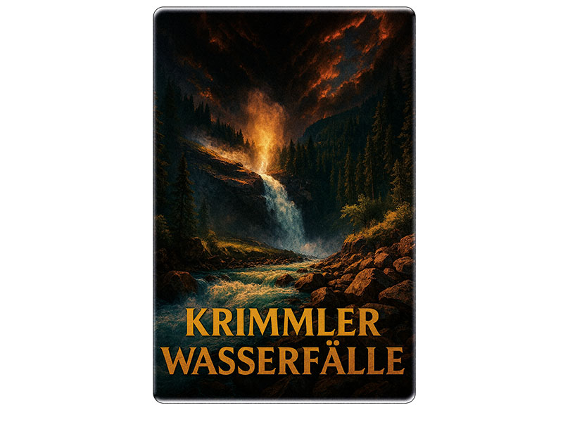 Souvenir Foto Magnet Krimmler Wasserfälle Steingut 6x4,5cm
