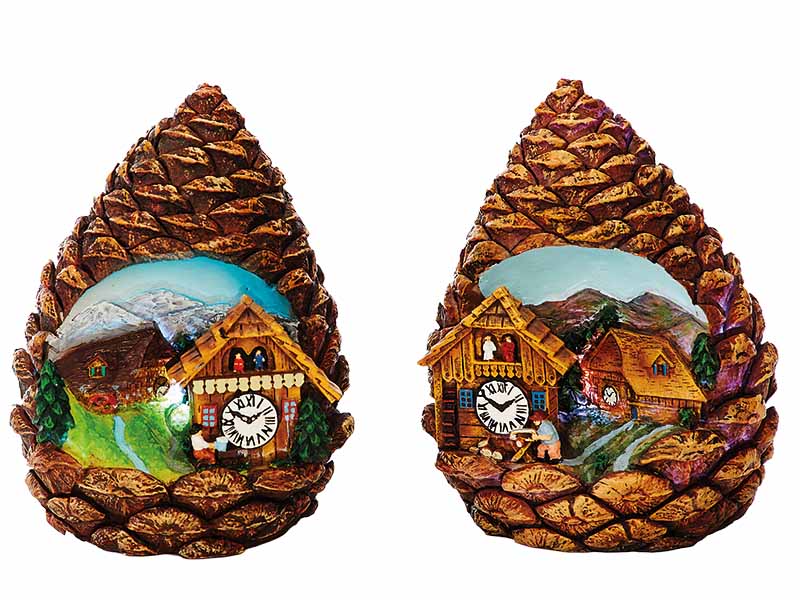 15672 Poly Tannenzapfen mit Haus