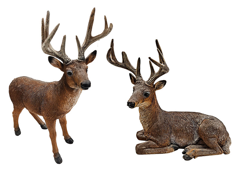 Hirsch aus Poly liegend und stehend    Hirsch aus Poly liegend und stehend