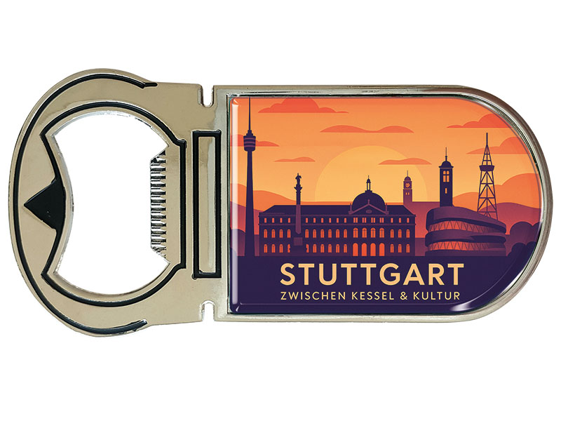 Souvenir Magnet Kapselheber aus Metall Stuttgart 4x9cm