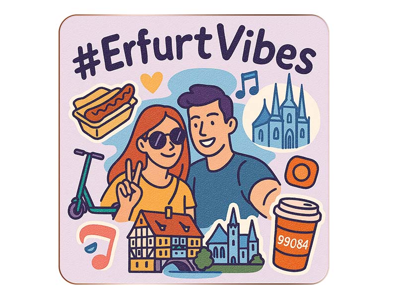Souvenir Foto Untersetzer Erfurt aus Holz 10x10cm