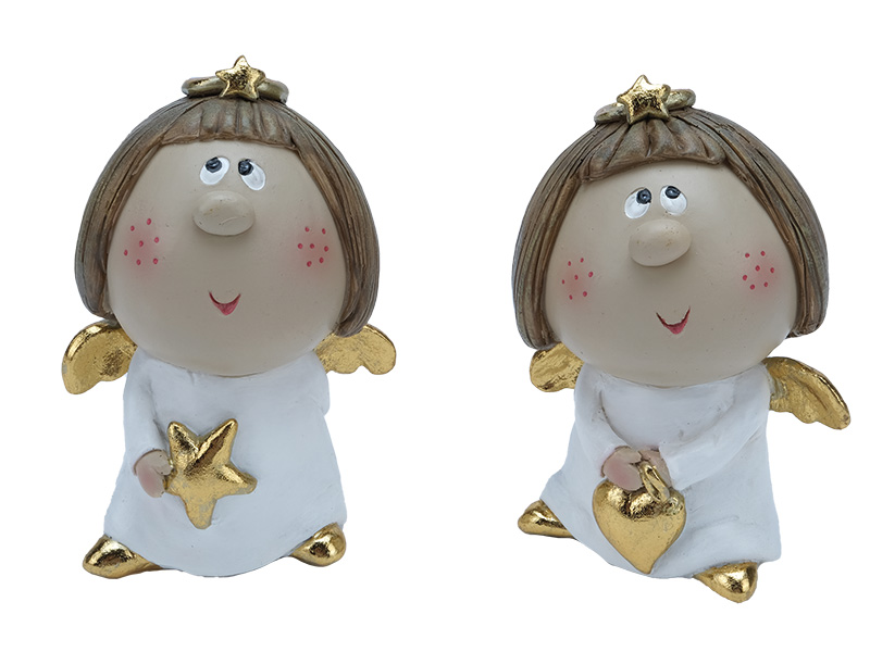 Engel aus Poly mit Herz und Stern 9x5,5x12cm    Engel aus Poly mit Herz und Stern 9x5,5x12cm