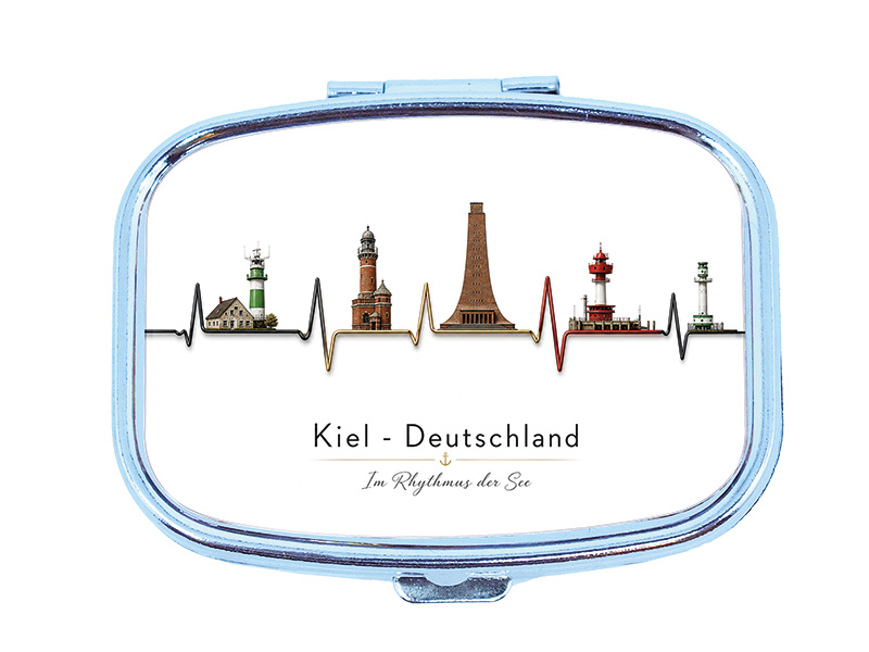 Souvenir Pillendose Kiel aus Metall 6x4,5cm