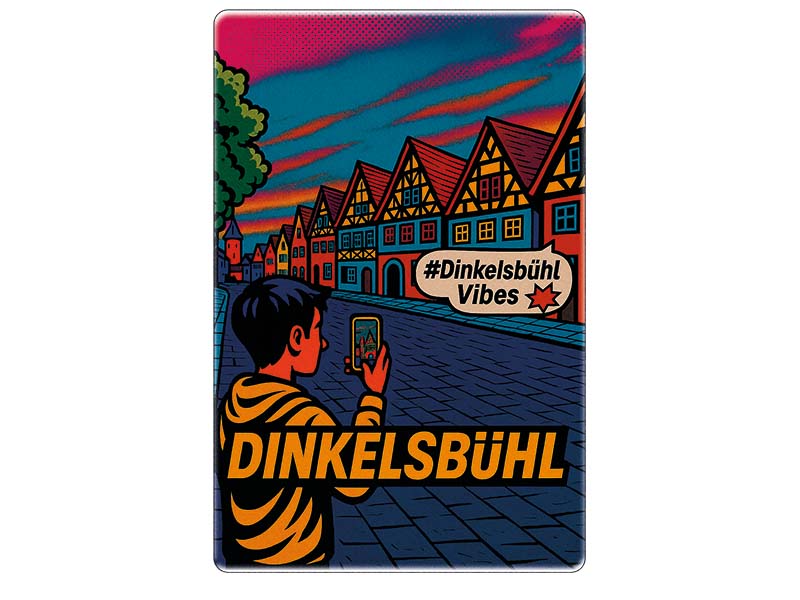 Souvenir Foto Magnet Steingut Dinkelsbühl 6x4,5cm