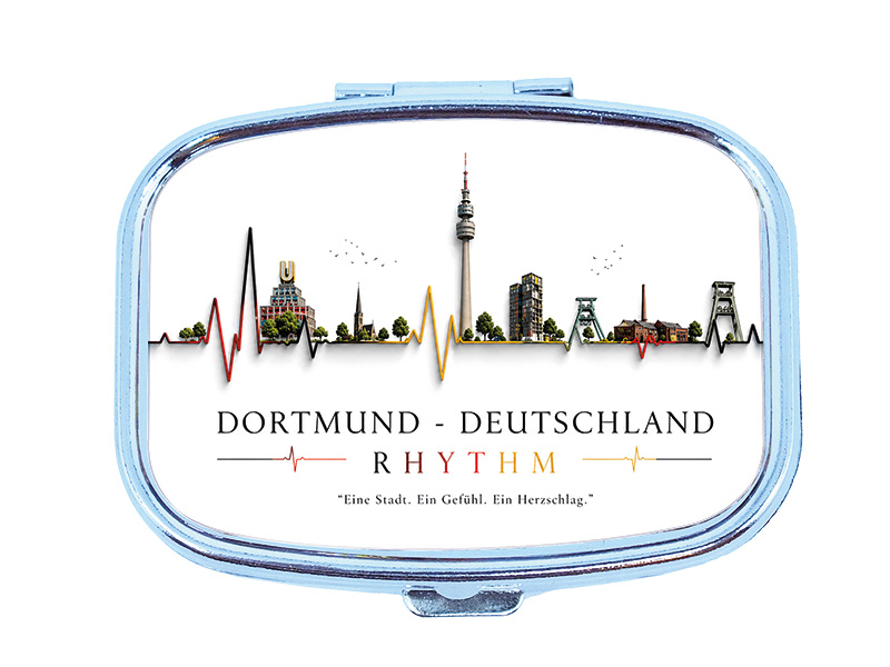 Souvenir Pillendose Dortmund aus Metall 6x4,5cm