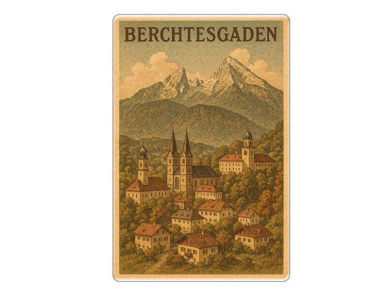 Souvenir Foto Magnet Steingut Berchtesgaden 6x4,5cm
