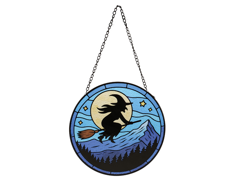 Glasschild Hexe Ø20cm