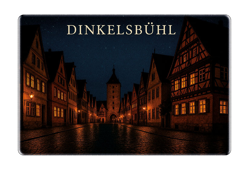 Souvenir Foto Magnet Steingut Dinkelsbühl 6x4,5cm