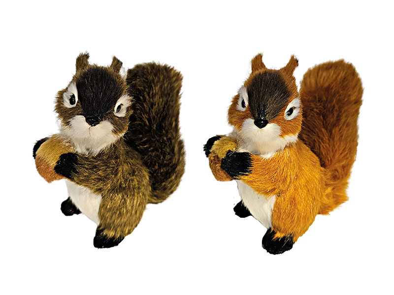 Deko Eichhörnchen mit Kunstfell 15x6x12cm    Deko Eichhörnchen mit Kunstfell 15x6x12cm