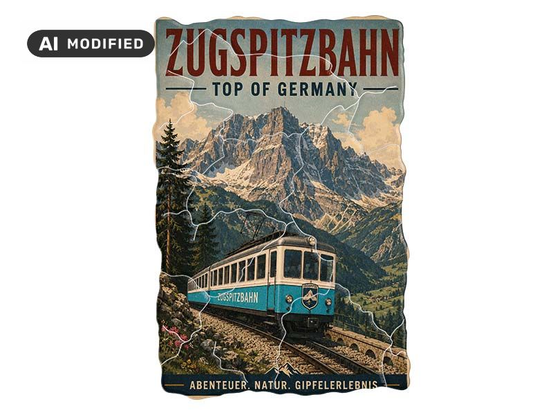 Souvenir plastic magnet mosaic Zugspitze 8x5cm