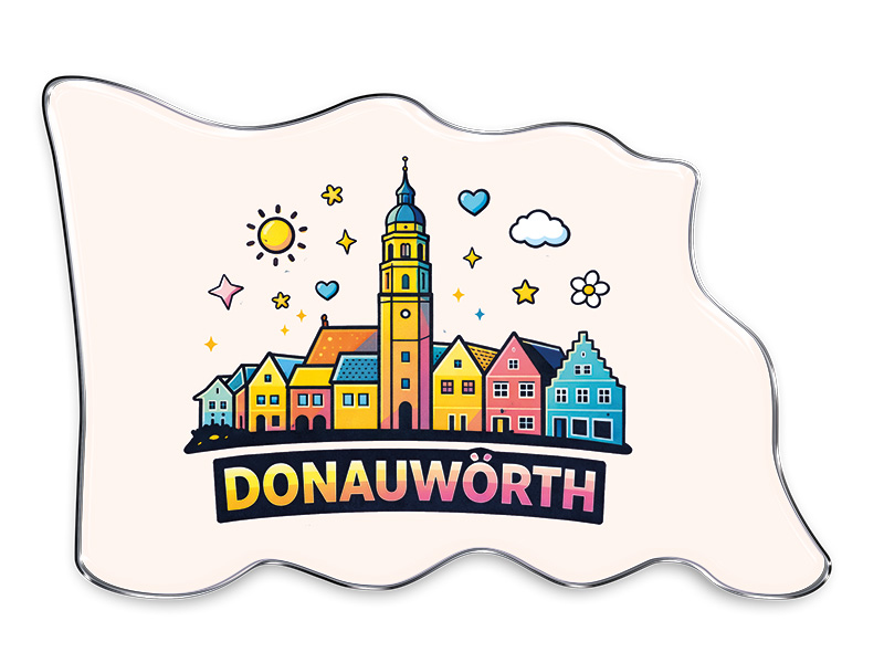 Souvenir Foto Magnet Flagge Donauwörth 7x5cm