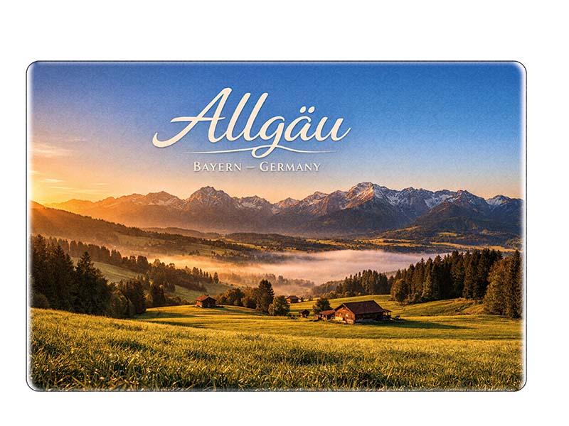 Souvenir Foto Magnet Allgäu aus Steingut 6x4,5cm