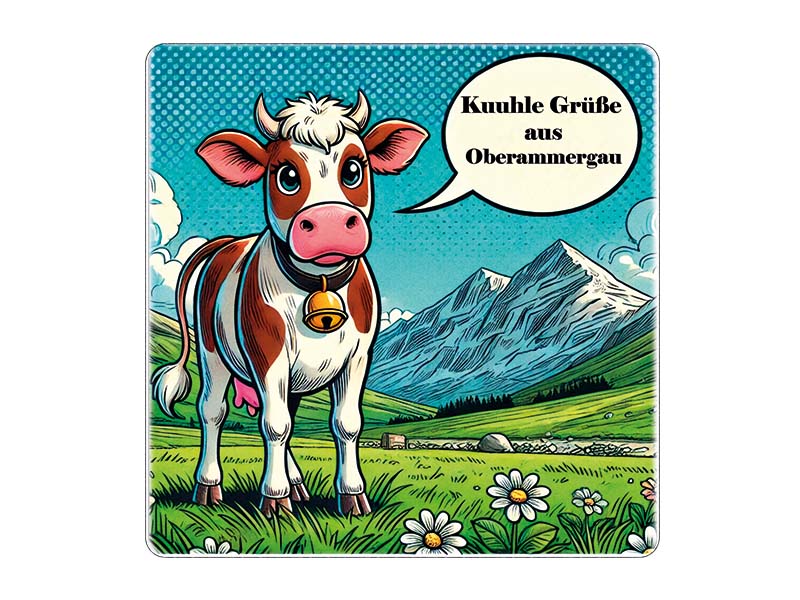 Souvenir Stoneware coaster Oberammergau 10x10cm